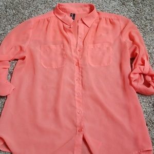 Maurices bright hot neon coral perfect blouse